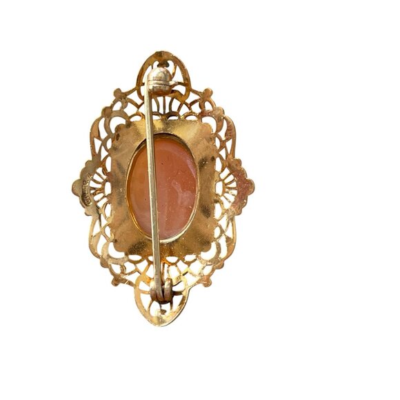 Vintage 14K GF Filigree Cameo Brooch Regency Collection - Picture 5 of 6